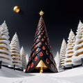 Stylized ornamental decorative fantasy artistic Christmas tree illustration Royalty Free Stock Photo