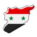 Stylized outline map of Syria with national flag icon. Flag color map of Syria vector illustration Royalty Free Stock Photo