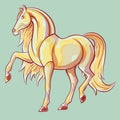 Stylized outlined vector watercolor horse performing piaffe Royalty Free Stock Photo