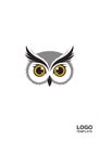 Stylized owl face logo featuring large, round yellow and black eyes Royalty Free Stock Photo