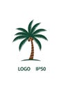 Stylized palm tree logo featuring a green, fan-shaped leaf canopy Royalty Free Stock Photo