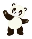 Stylized panda full body drawing. Simple panda bear icon or logo design