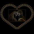 Decorative heart with a romantic couple 2