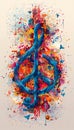 A stylized peace symbol formed from interwoven, abstract musical notes Generative AI Royalty Free Stock Photo