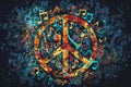 stylized peace symbol formed from interwoven, abstract musical notes Generative AI Royalty Free Stock Photo