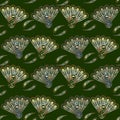 Stylized peacocks seamless pattern Royalty Free Stock Photo