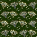 Stylized peacocks seamless pattern