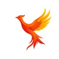 Stylized Phoenix Flying with Open Wings Royalty Free Stock Photo