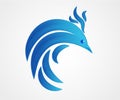 Stylized phoenix bird in blue logo vector design