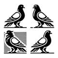 Stylized Pigeon Silhouettes Royalty Free Stock Photo