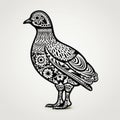 Stylized Pigeon Tattoo Pattern In Traditional Mexican Style