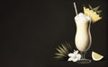 Stylized pina colada cocktail, with pineapple and straw, sweet. Generative AI Royalty Free Stock Photo