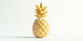 Stylized pineapple fruit with yellow and white color scheme on a plain white background. Generative AI Royalty Free Stock Photo