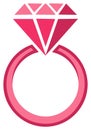 Stylized pink diamond ring vector illustration for engagement, wedding, and romance concepts Royalty Free Stock Photo