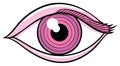 Stylized Pink Human Eye with Eyelashes and Eyebrow Illustration Royalty Free Stock Photo