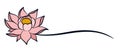 A stylized pink lotus symbol.