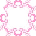 Stylized pink picture frame, with ornate pattern, and hearts for Valentine's day. Frame for photo vector Royalty Free Stock Photo