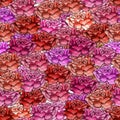 Stylized Pink Roses In Close Fitting Lines Seamless Pattern.