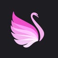 Stylized Pink Swan silhouette on black background