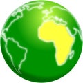 Stylized planet Earth with Africa highlighted