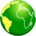 Stylized planet Earth with America highlighted