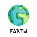 Stylized planet Earth isolated cartoon vector image. Astronomic logo image. Media glyph icon