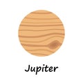 Stylized planet Jupiter isolated cartoon image. Astronomic logo image.