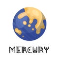 Stylized planet Mercury isolated cartoon vector image. Astronomic logo image. Media glyph icon