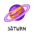 Stylized planet Saturn isolated cartoon vector image. Astronomic logo image. Media glyph icon Royalty Free Stock Photo