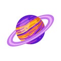 Stylized planet Saturn isolated cartoon vector image. Astronomic logo image. Media glyph icon Royalty Free Stock Photo