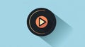 Play Button Graphic on Light Blue Background Casting Shadow Royalty Free Stock Photo