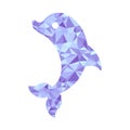 Stylized polygonal blue dolphin isolated on a white background