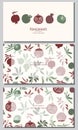 Stylized pomegranate. Cards design set. Vector illustration.