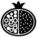 Stylized Pomegranate Halved Illustrating Seeds and Texture Royalty Free Stock Photo