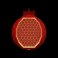 Stylized pomegranate with polygon structure