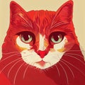 Stylized portrait of a cute red cat. Full face view. AI-generated Royalty Free Stock Photo