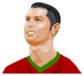 Stylized portrait of the famous Portuguese footballer Cristiano Ronaldo, the CR7. Colorful. Current Juventus footballer from