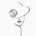 Stylized portrait of a girl in a hat with a rose Royalty Free Stock Photo