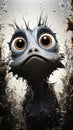 Stylized Portrait of a Huge-Eyed Bird: A Finnish Cartoon Gremlin