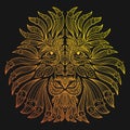 Stylized portrait of a lion. Ornamental portrait of a wild