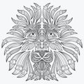 Stylized portrait of a lion. Ornamental portrait of a wild cat. The head of a predatory animal. Tattoo.