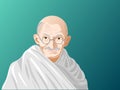 Stylized portrait of Mahatma Gandhi, a character linked to the independent movement of India, with an apology for nonviolence and