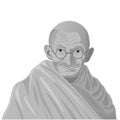 Stylized portrait of Mahatma Gandhi, a character linked to the independent movement of India, with an apology for nonviolence and