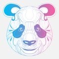 Stylized portrait of a panda. Linear Art. The head of a bear. Happy panda. Tattoo.