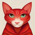 Stylized portrait of a red cat. Painting imitation. Digital illustration. AI-generated Royalty Free Stock Photo