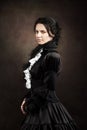 Stylized portrait of a victorian lady in black Royalty Free Stock Photo