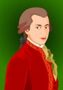 Stylized portrait of Wolfgang Amadeus Mozart.