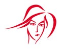 Stylized portrait of a woman. Red and white graphics. Vector graphics. Royalty Free Stock Photo