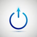 A stylized power button icon with a blue gradient. The icon forms a semi-circle with an Royalty Free Stock Photo