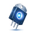 Stylized Power Transistor with Blue Glow - High-Tech Electronic Component Royalty Free Stock Photo